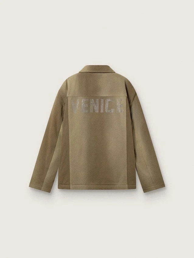 Chaqueta acolchada unisex en tonos caqui