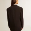 Chaqueta blazer de mezcla de lana azul oscuro para mujer