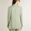 Chaqueta blazer de mujer en lana verde salvia