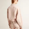 Chaqueta bomber de denim teñida de rosa para mujer