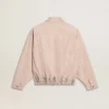 Chaqueta bomber de denim teñida de rosa para mujer