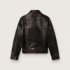 Chaqueta bomber de mujer en piel napa burdeos oscuro con bordados florales