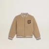 Chaqueta bomber infantil de forro polar en color beige