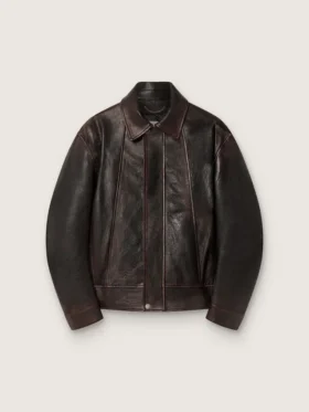 Chaqueta bomber para hombre en piel napa burdeos