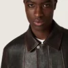 Chaqueta bomber para hombre en piel napa burdeos