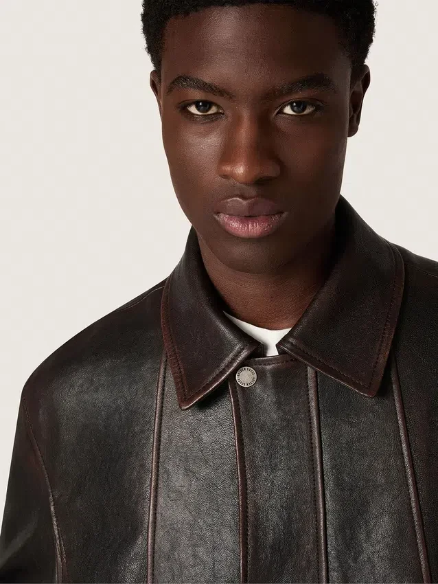 Chaqueta bomber para hombre en piel napa burdeos