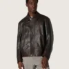 Chaqueta bomber para hombre en piel napa burdeos