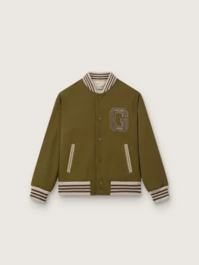 Chaqueta bomber unisex Journey en sarga de nailon verde militar con parche bordado