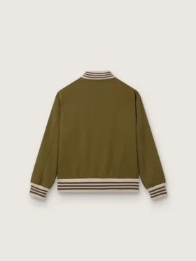 Chaqueta bomber unisex Journey en sarga de nailon verde militar con parche bordado