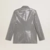 Chaqueta boyfriend de lana de doble botonadura con estampado de pata de gallo micro y lentejuelas