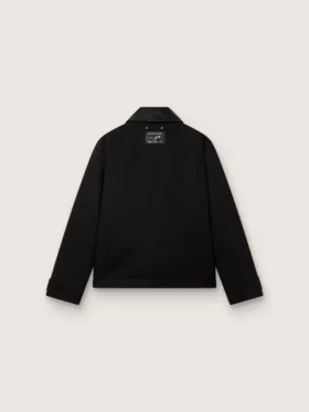 Chaqueta corta acolchada para hombre de algodón negro con cuello de piel