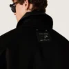 Chaqueta corta acolchada para hombre de algodón negro con cuello de piel