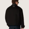 Chaqueta corta acolchada para hombre de algodón negro con cuello de piel