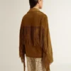 Chaqueta de ante color tabaco para mujer con flecos