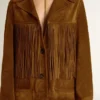 Chaqueta de ante color tabaco para mujer con flecos