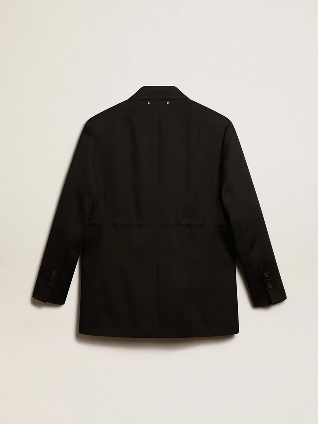 Chaqueta de esmoquin para mujer en gabardina de lana negra