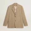 Chaqueta de hombre de corte oversize, de un solo pecho y con rayas finas en color beige