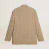 Chaqueta de hombre de corte oversize, de un solo pecho y con rayas finas en color beige