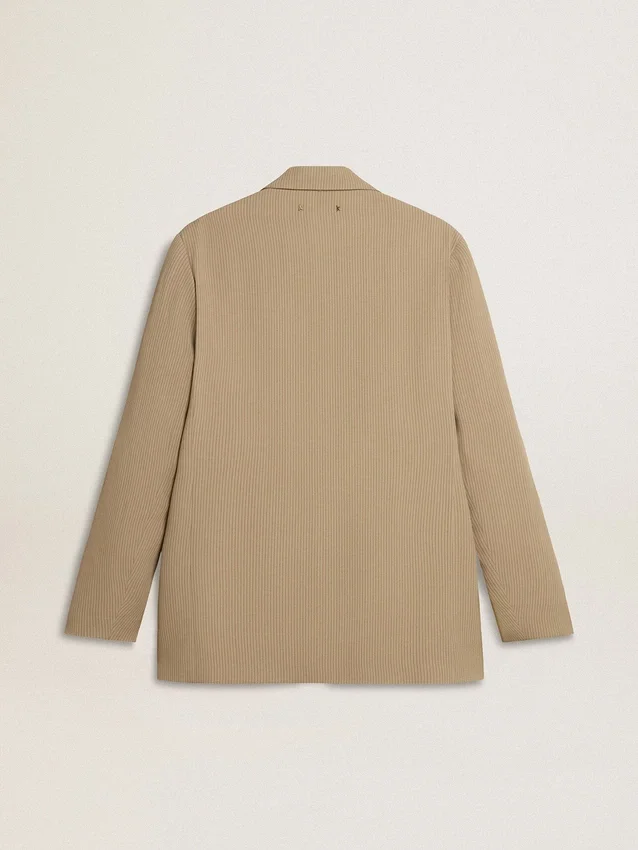 Chaqueta de hombre de corte oversize, de un solo pecho y con rayas finas en color beige