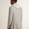Chaqueta de hombre de doble botonadura en seda gris y lana con diseño en zigzag