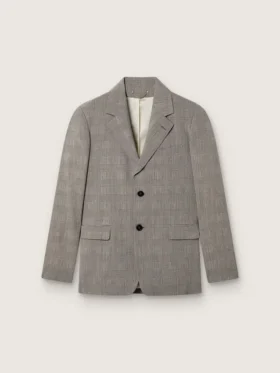 Chaqueta de hombre de lana gris con estampado de cuadros Príncipe de Gales