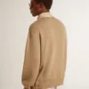 Chaqueta de hombre de piel nobuk color travertino con mangas y espalda de mezcla de lana
