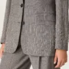 Chaqueta de mujer en estampado de cuadros Príncipe de Gales gris con bordados de cristales