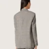 Chaqueta de mujer en estampado de cuadros Príncipe de Gales gris con bordados de cristales