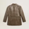 Chaqueta de pata de gallo para mujer con bordado de lentejuelas por toda la prenda
