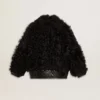 Chaqueta de piel de oveja negra para mujer
