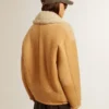 Chaqueta de piel de oveja para mujer con amplio cuello chal de borreguillo