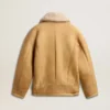 Chaqueta de piel de oveja para mujer con amplio cuello chal de borreguillo