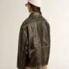 Chaqueta de piel napa marrón envejecida para mujer