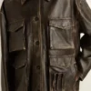 Chaqueta de piel napa marrón envejecida para mujer