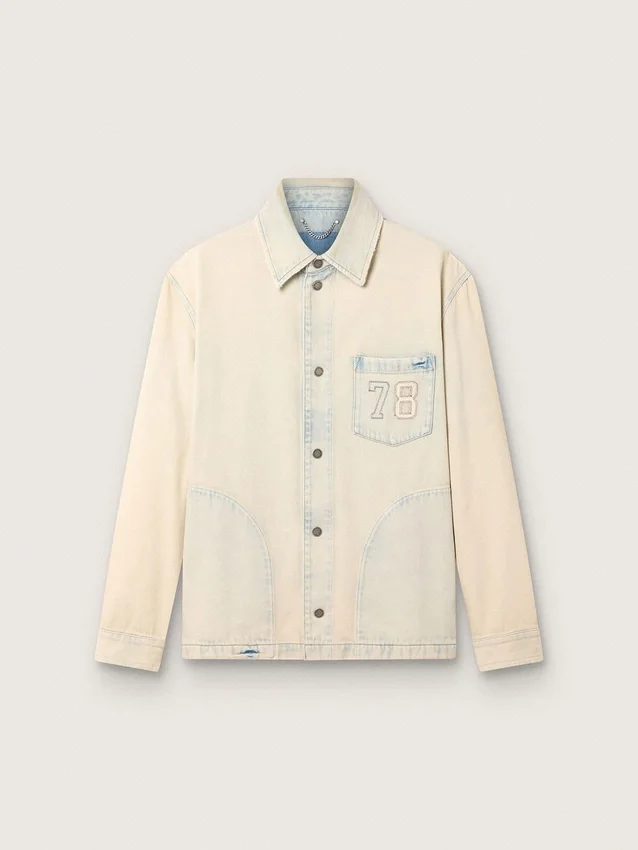 Chaqueta de trabajo para hombre en denim color arena claro