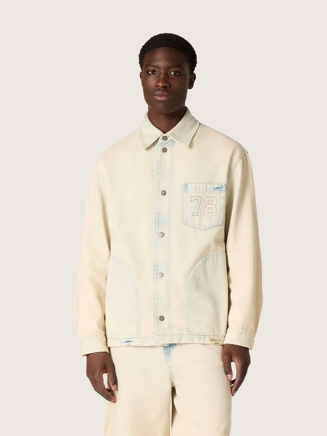 Chaqueta de trabajo para hombre en denim color arena claro