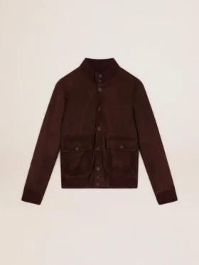 Chaqueta de vuelo de la Golden Collection en ante marrón oscuro