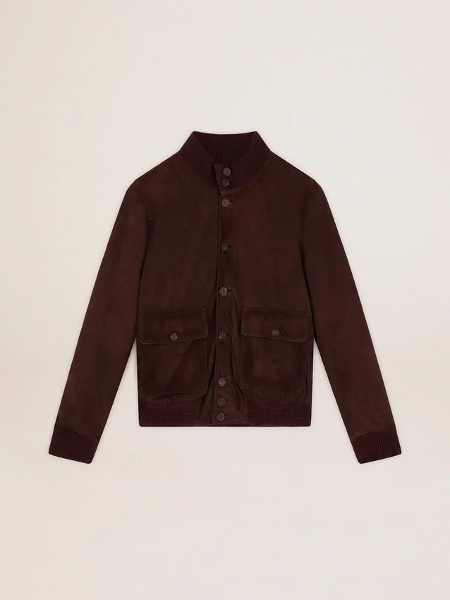 Chaqueta de vuelo de la Golden Collection en ante marrón oscuro
