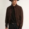 Chaqueta de vuelo de la Golden Collection en ante marrón oscuro