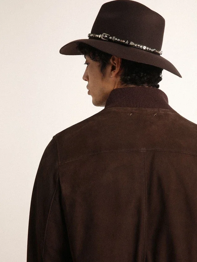 Chaqueta de vuelo de la Golden Collection en ante marrón oscuro