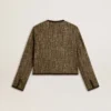 Chaqueta Journey para mujer de tweed de lana con detalles de ante color café