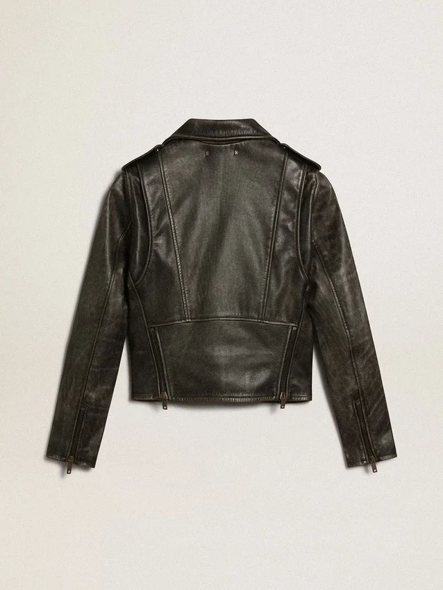 Chaqueta motera de cuero para mujer