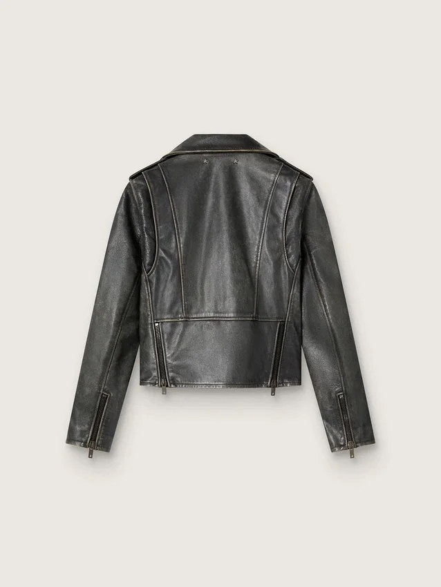 Chaqueta motera de cuero para mujer