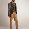 Chaqueta motera de hombre en piel desgastada