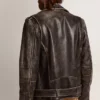 Chaqueta motera de hombre en piel desgastada