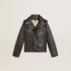 Chaqueta motera para niños en piel desgastada