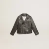 Chaqueta motera para niños en piel desgastada