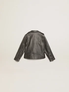 Chaqueta motera para niños en piel desgastada