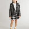 Chaqueta motera para niños en piel desgastada