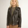 Chaqueta motera para niños en piel desgastada
